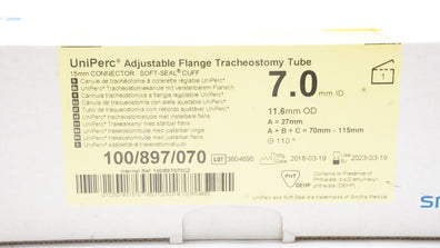 Smiths Medical 100/897/070 UniPerc Tracheostomy Tube 7.0mm ID x 11.6mm OD